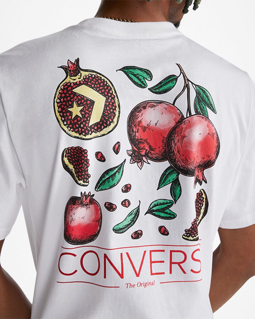 T-Shirts Converse Pomegranate Grafika Panske Biele | SK QNRKM1